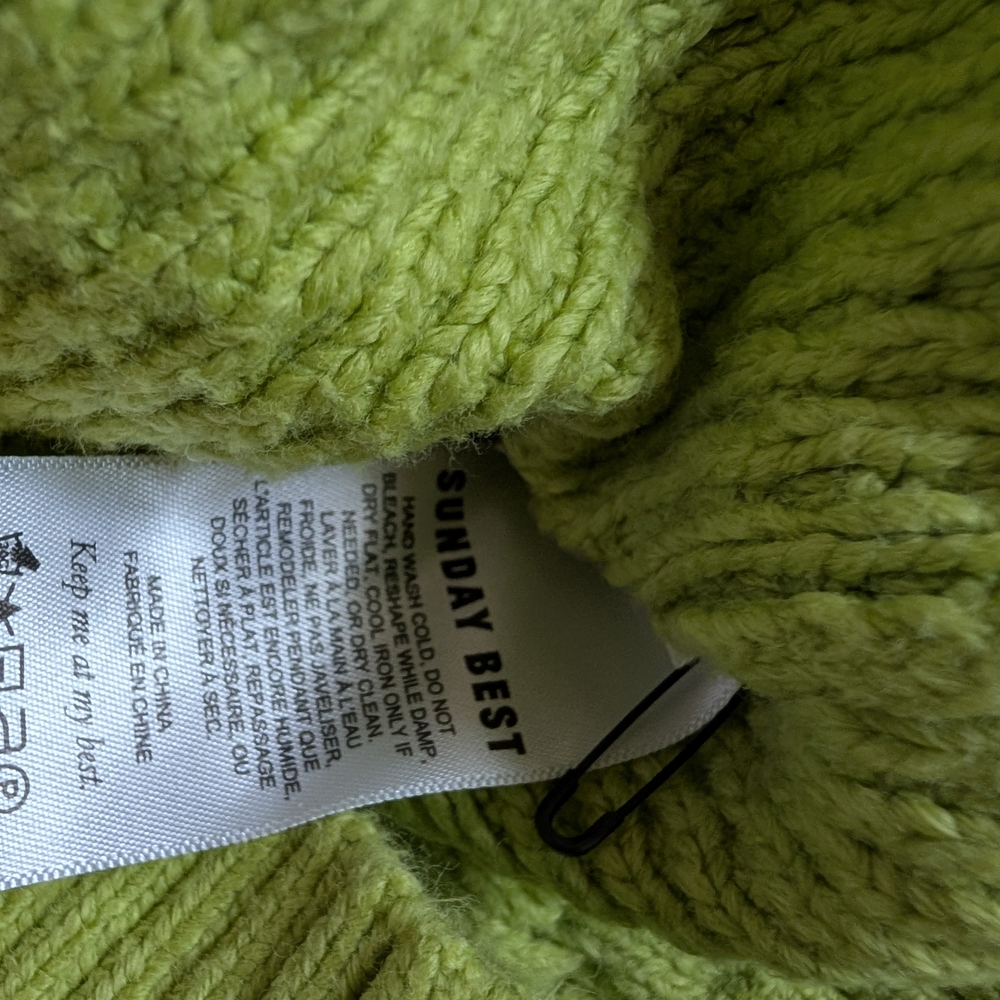 PRICE DROP!! Sunday Best Lime Green Knit Sweater - Picture 4 of 6